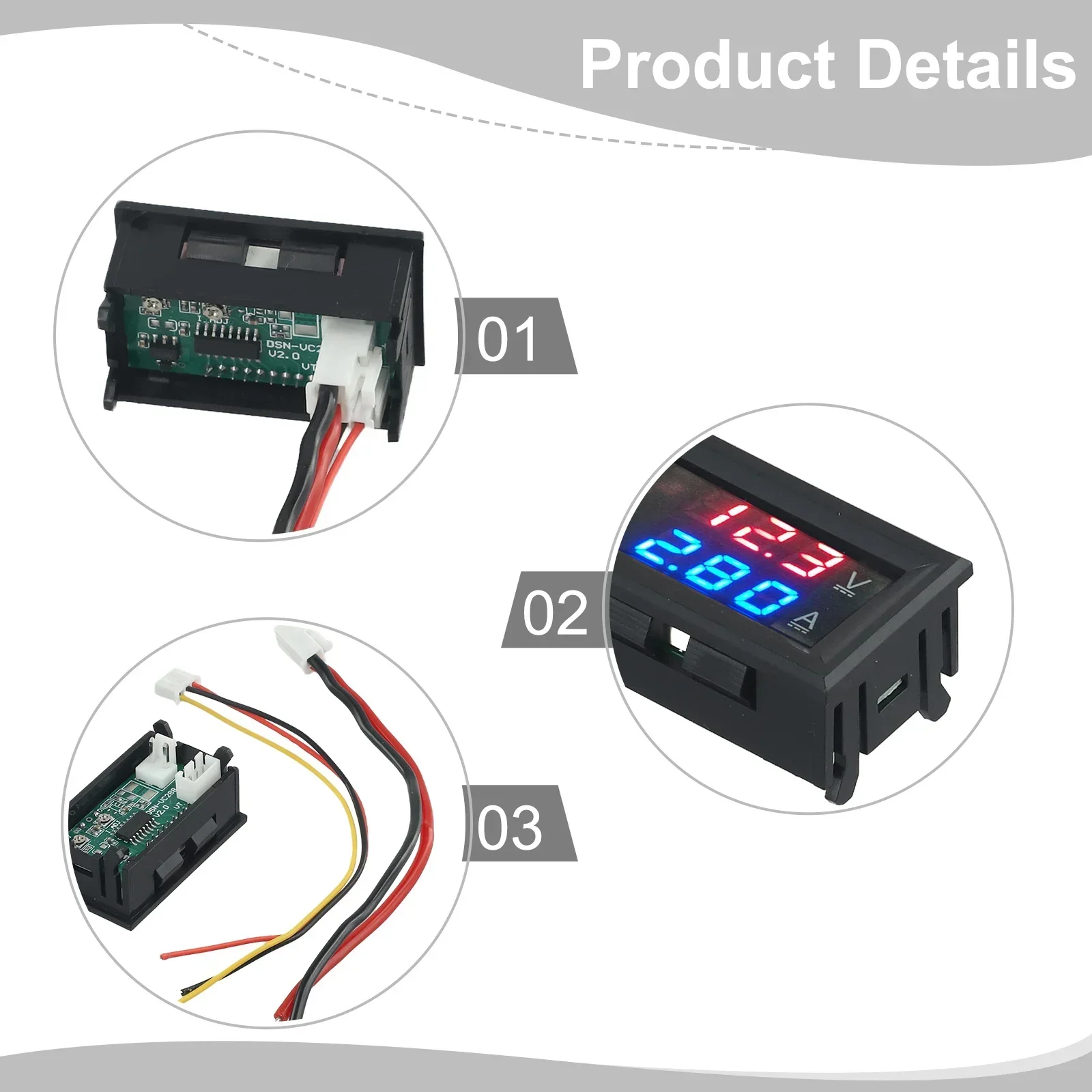 1pc Red Blue DC 0-100V 10A/50A/100A Digital Voltmeter Ammeter Dual Display Voltage Detector Current Meter Panel Amp Volt Gauge