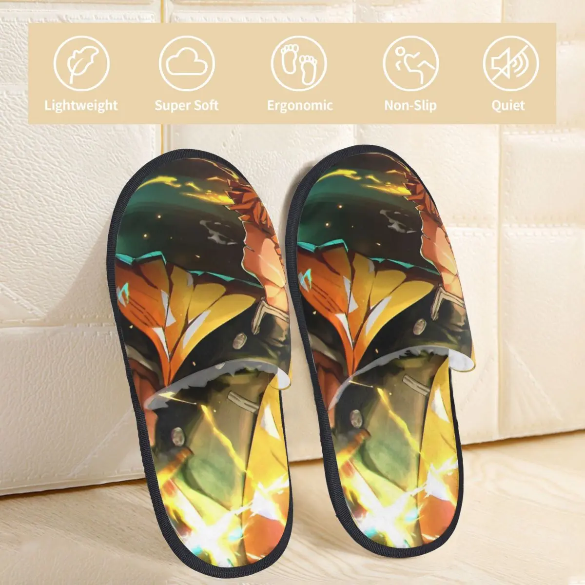 Zenitsu Agatsuma Slippers Bedroom Anime Demon Slayer Soft Memory Foam Slides Anti-skid