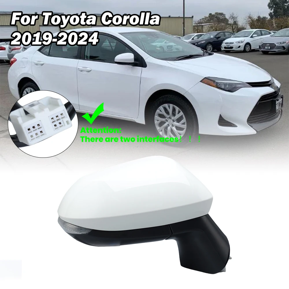 

9 Pins Side Mirror Assembly For Toyota Corolla E21 E210 MK12 2019-2024 Euro Interface With Blind Spot Folding White Door Mirror