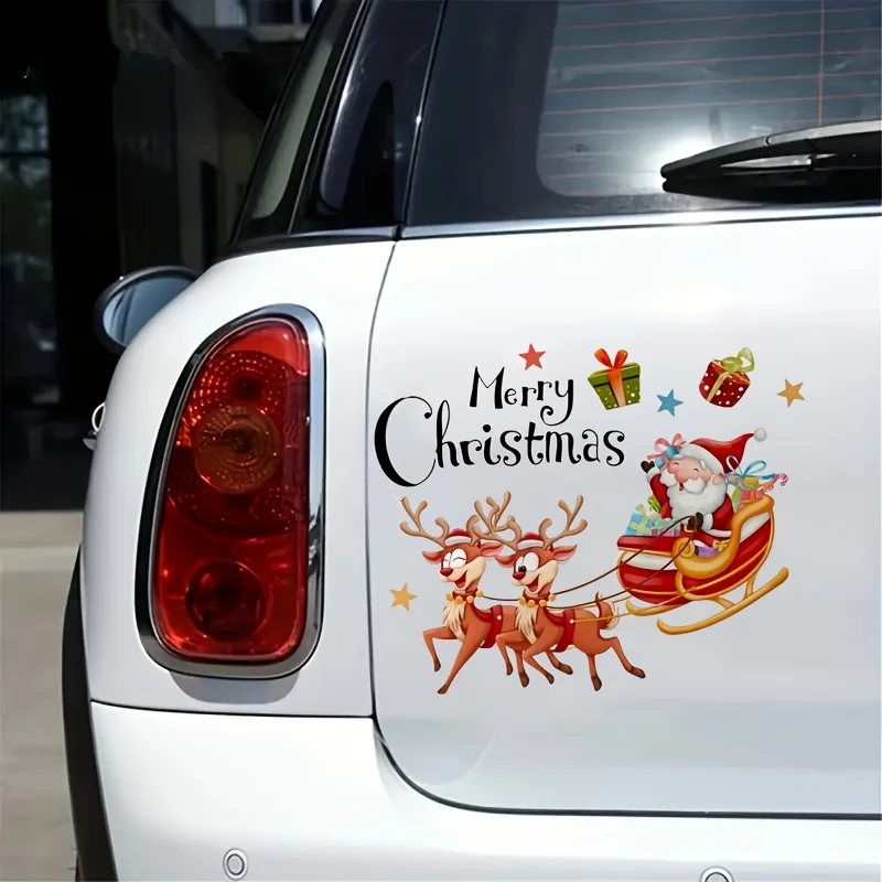 

Merry Christmas Santa Claus Reindeer Car Stickers for Auto Window Bumper Side Body Waterproof Vinyl Decals Motorcycle Decoration
