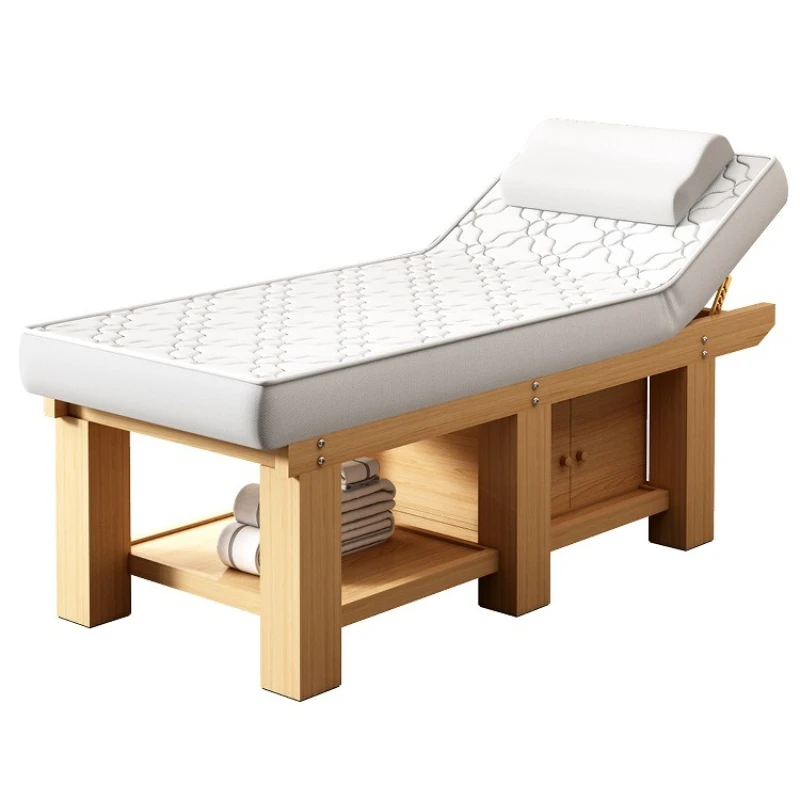 

Solid wood latex beauty bed, beauty salon body massage physiotherapy ear tattoo embroidery eyelash spa bed