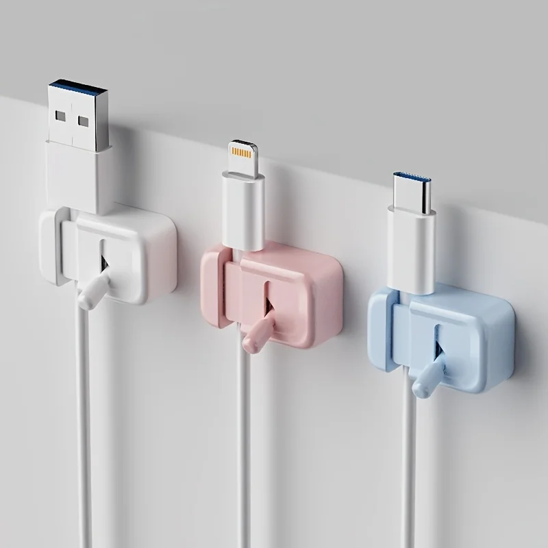 3Pcs Cable Management Clip For Desk - Simple No-Drill Edge-Mounted Cord Organizer For Charging Cables And Data Wires.