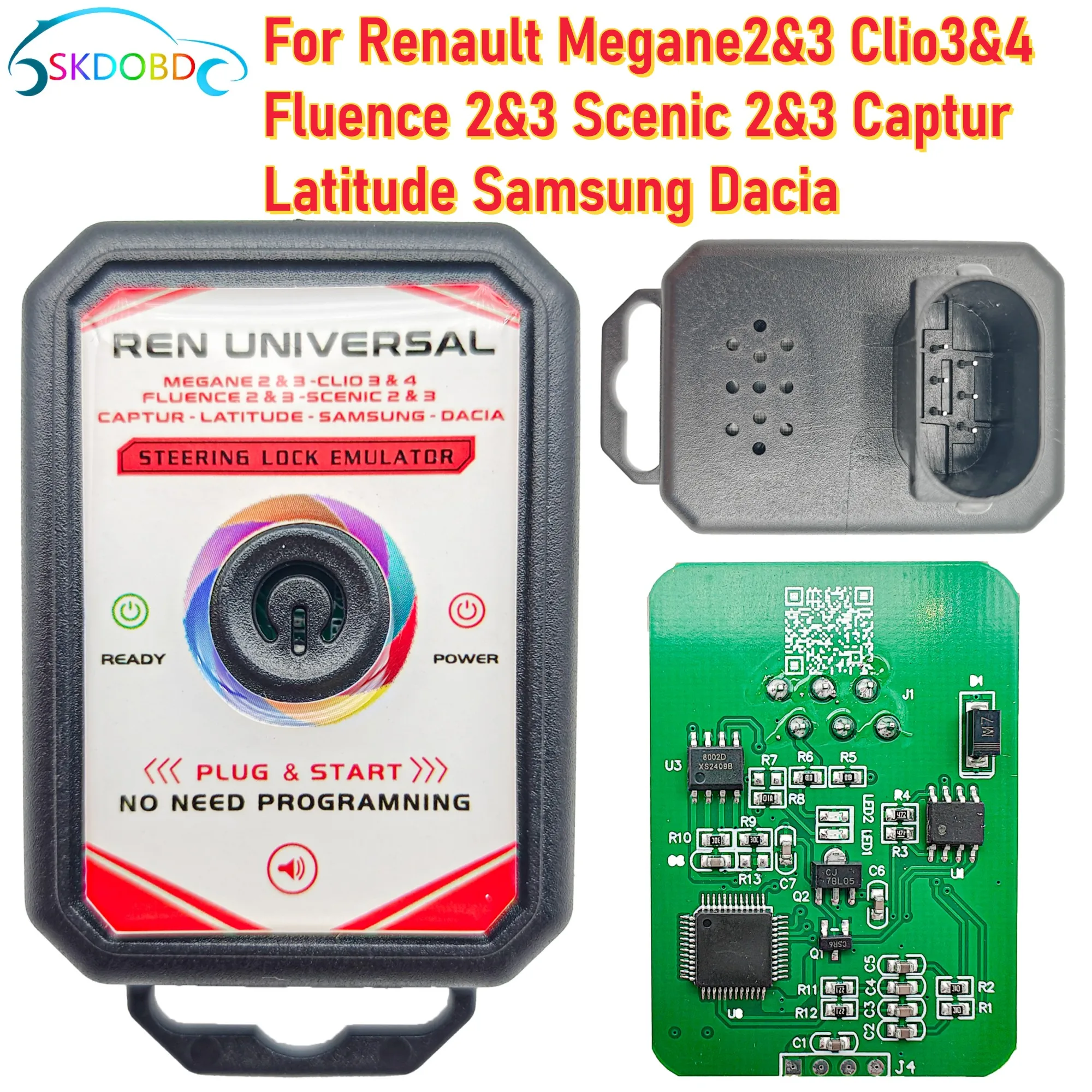 High Quality Steering Lock Emulator Simulator for Renault Megane 2&3 Clio 3&4 Fluence 2/3 Scenic 2 and 3 Captur Samsung Dacia