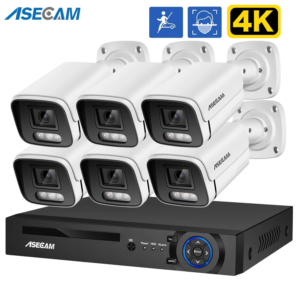 POE NVR 키트 – 8MP 4K 야외 시스템 보안 카메라, CCTV 오디오, AI 얼굴 인식, 인간 및 차량 감지 기능 포함, 오디오 감시