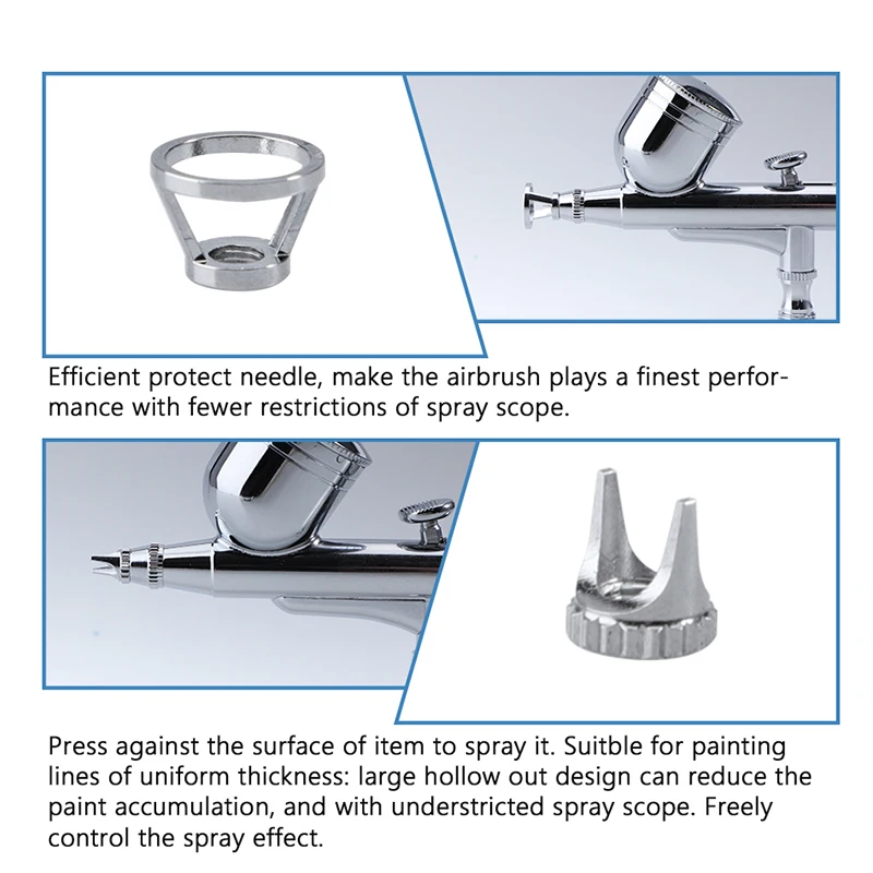Airbrush Nozzle Needle Cap Accessories Normal/Crown/Tomahawk/Splatter Replacement Tool 5 Different Nozzle Cover Cap for Airbrush