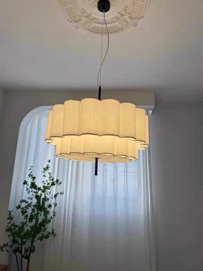 Nordic Minimalist Fabric Ceiling Chandelier Living Dining Room Bedroom Pendant Lights Home Decor Hanging Lamp Fixture