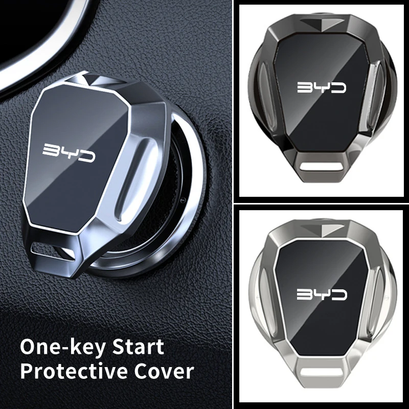 Car One-Touch Start Button Cover Metal Start Case Decor Accessories For BYD M6 Shark 6 G3 G5 T3 13 E2 F3 F0 S6 S7 E5 E6 Plus view 2