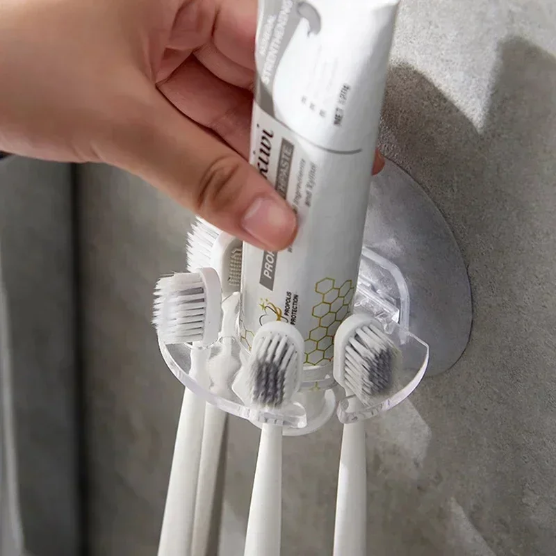 Soporte de plástico para cepillo de dientes para niños, organizador de afeitadora transparente, estante de almacenamiento de utensilios de baño, 1