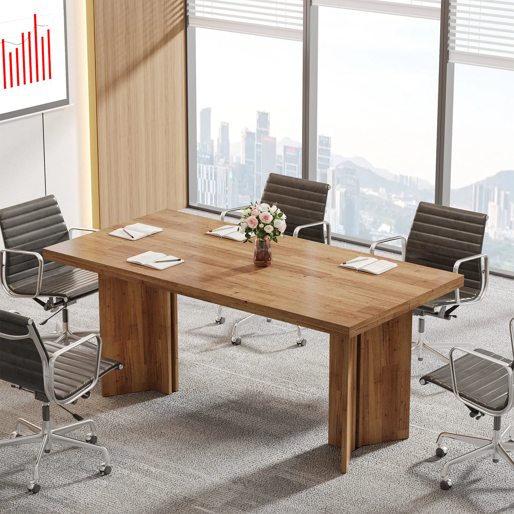 Tribesigns 63-inch Executive Desk, Vintage Home Office Computer Desk with Large Tabletop, Farmhouse Wood Writing Conference Tabl