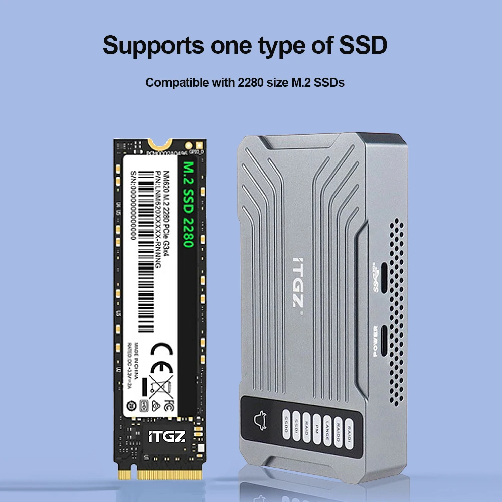 M.2 NVMe SSD الضميمة ، USB 3.2 حافظة خارجية ، تصميم خليج مزدوج ، غطاء القرص الصلب ويندوز ، ماك بوك ، الكمبيوتر ، 20Gbps