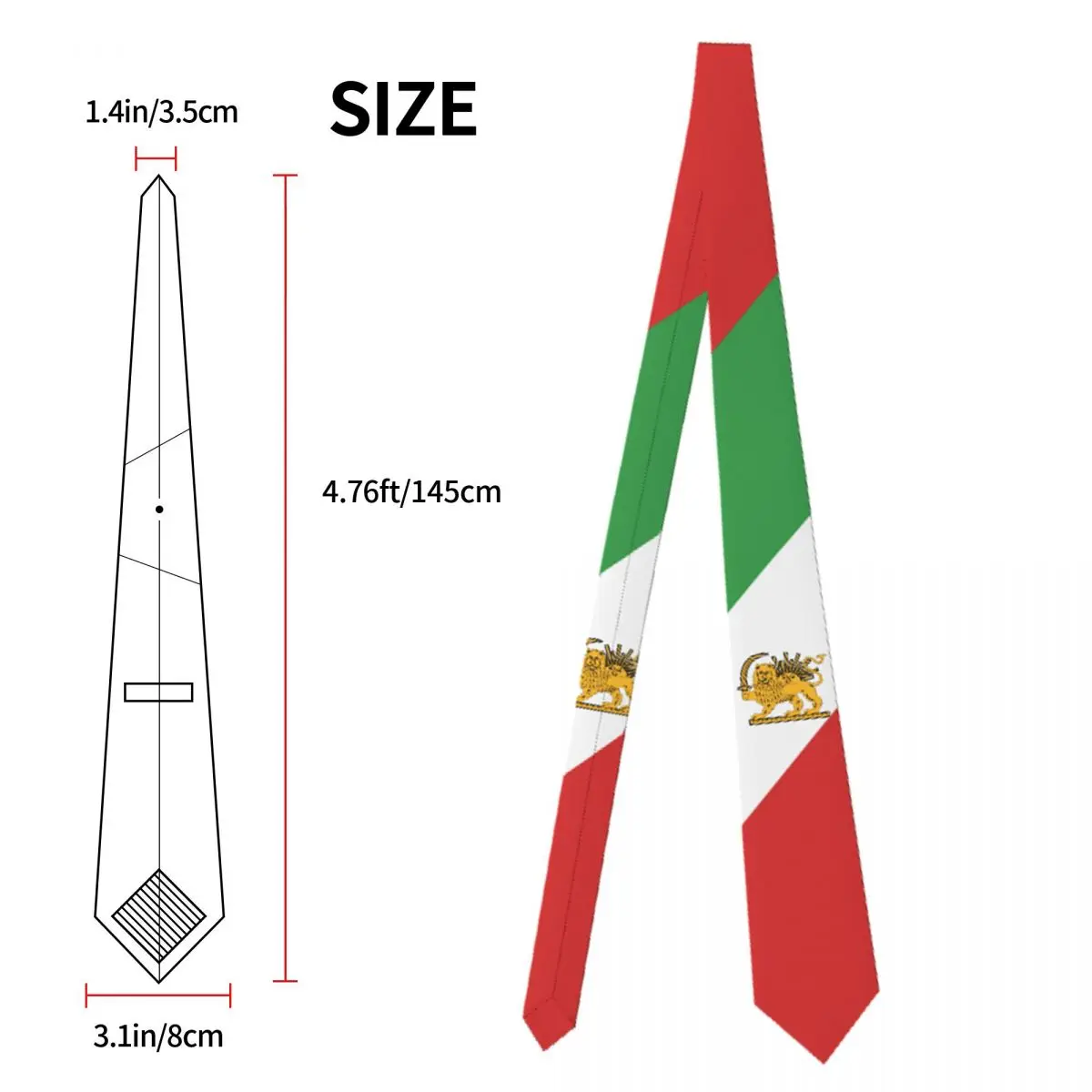 Iran Flag Tie Emblem Persia Sun Lion Design Neck Ties Vintage Cool Collar Tie Men Wedding Party Necktie Accessories