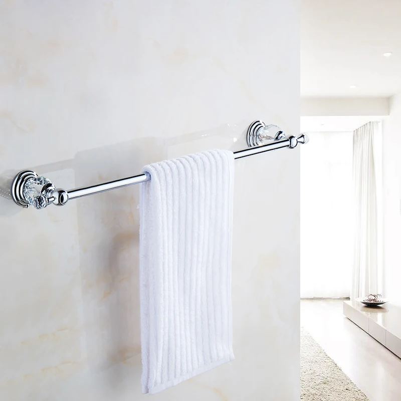 Portasciugamani da bagno singolo da 60cm portasciugamani portasciugamani in acciaio inossidabile massiccio con decorazione in cristallo cromato accessori per il bagno