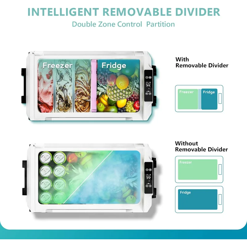 Frigorifero EUHOMY da 12 Volt, frigorifero da 58 QT (55 L) 12 V, dispositivo di raffreddamento elettrico 12/24 V CC 120-240 V CA -4 ℉ ~68 ℉ , Divisore rimovibile per congelatore 12V,