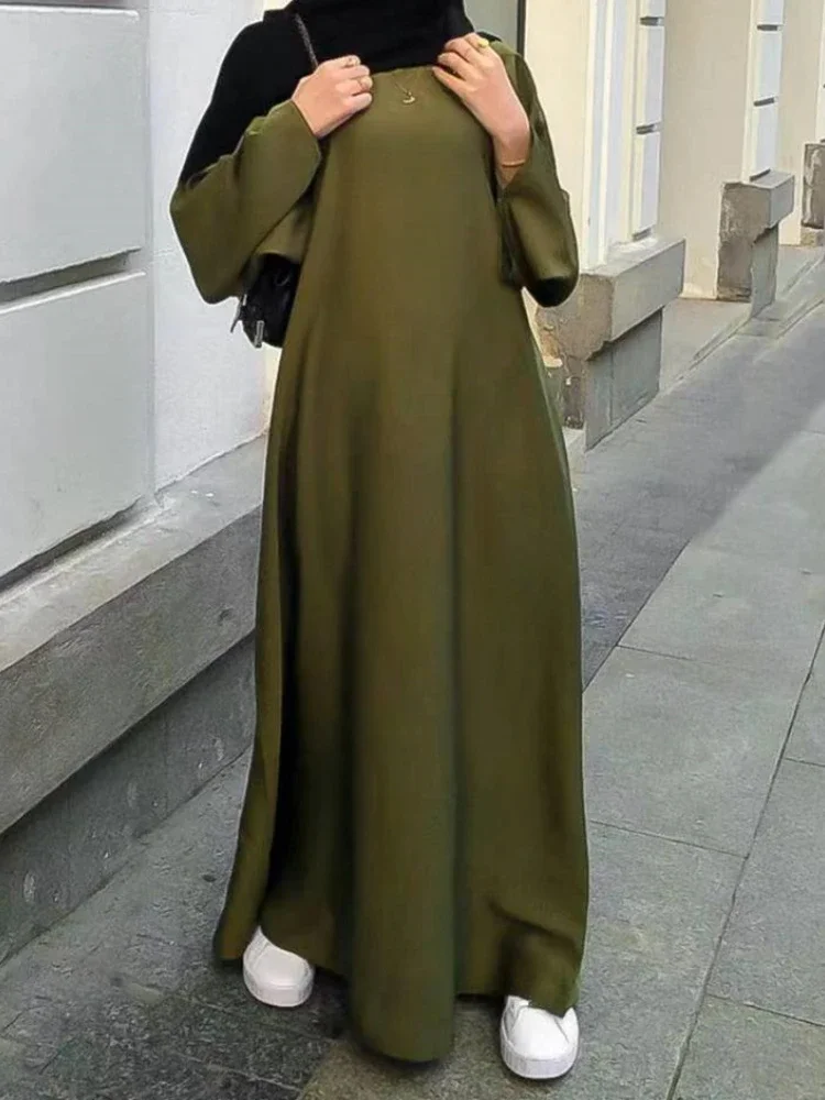 

Satin Closed Abaya Dubai Silky Hijab Dress Muslim Fashion Flare Sleeve Abayas for Women Turkey Ramadan Eid Islam African Clothes