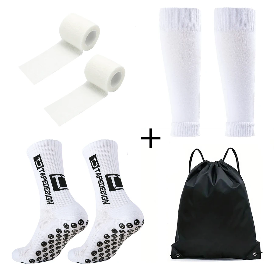 4 Stück rutschfeste Silikon-Sportsocken, Beinschützer für Herren und Damen, Basketball- und Fahrrad-Schutzverband mit Kordelzug, Balltasche – Detail 3