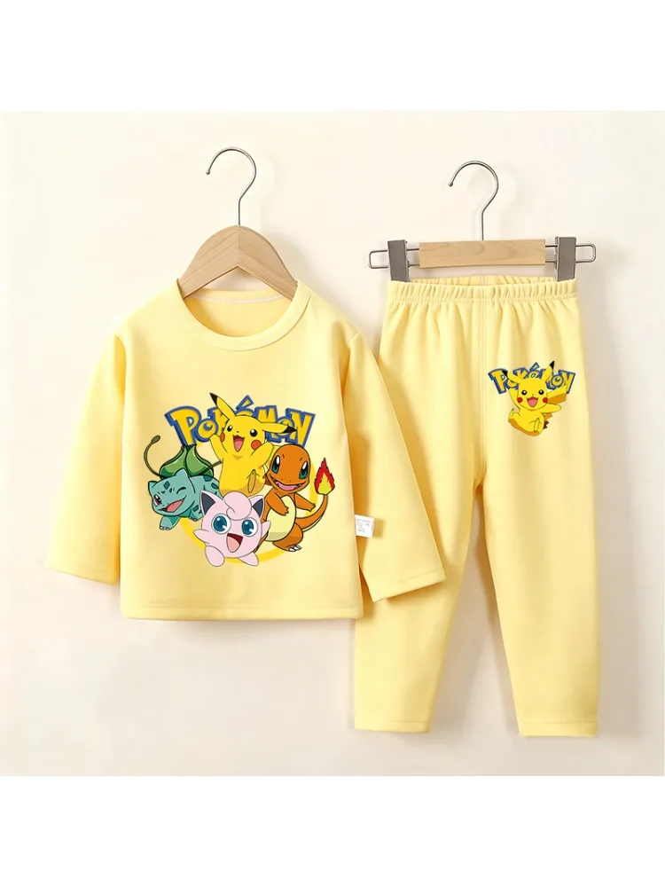Ensemble de pyjamas Pikachu Pokemons pour enfants, vêtements de nuit Rayquaza, chemise de nuit d'automne pour garçon, pyjama à manches longues, hauts et pantalons pour bébé, pyjama Anime, cadeau