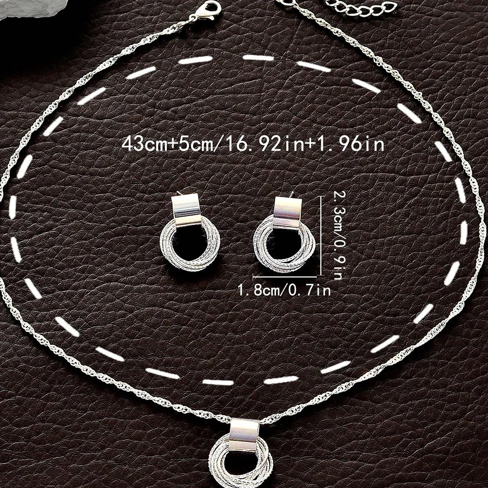 2pcs Gold Plated Small Circle Pendant Earring Set