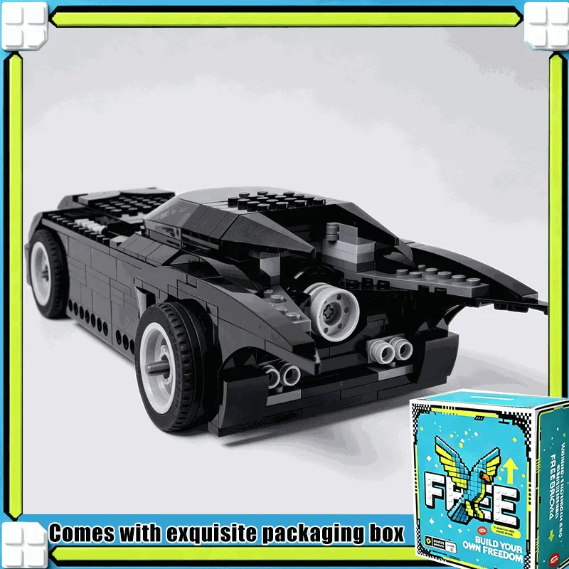 609PCS Black Armored Pursuit Car Model MOC Custom Building Blocks Classic Vehicle DIY Assembly Toy Collection Display Gifts