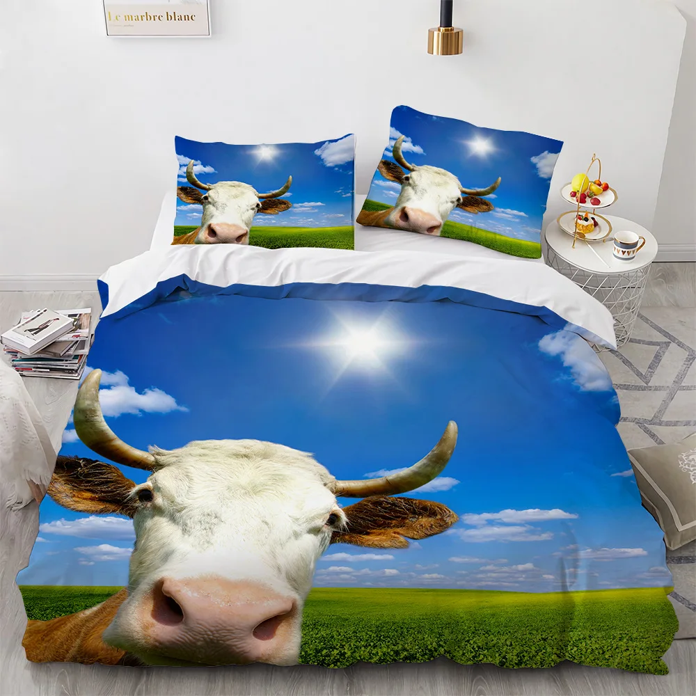 Imagem -04 - Highland Cow Duvet Cover King Queen Sizefarmhouse Animal Bull Bedding Grupo Engraçado Cute Herbívoros Quilt Cover For Kids Boys Girls