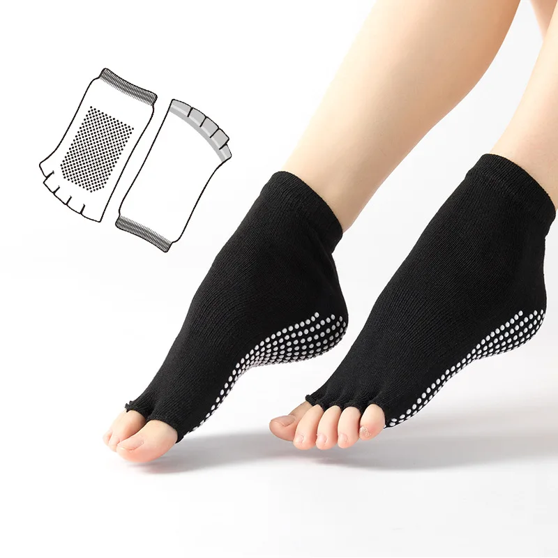 Colorful Pilates Five Finger Yoga Socks Fitness Exercise Professional Anti-slip Sports Silicone Breathable Sock Grips For Women