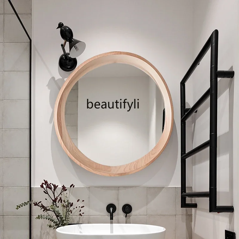 

French retro makeup mirror wall-mounted bathroom mirror American porch background wall restaurant decorative mirror02A