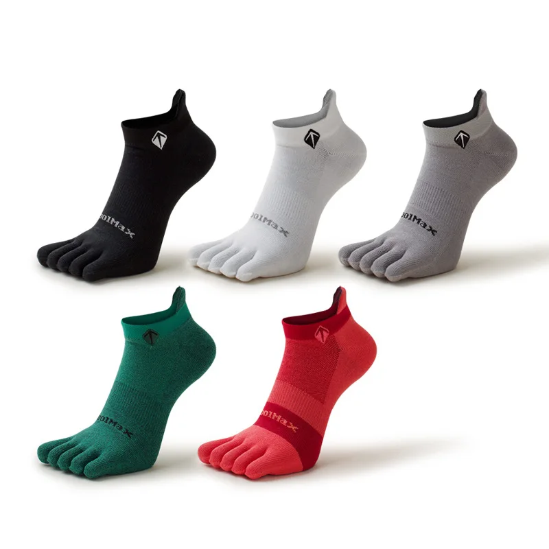 1 Pairs Coolmax Boat Socks for Men Solid Colors Breathable Cotton Quick-Drying Sweat-Wicking Elasticity Five-Finger Cycling Sock - Image 6