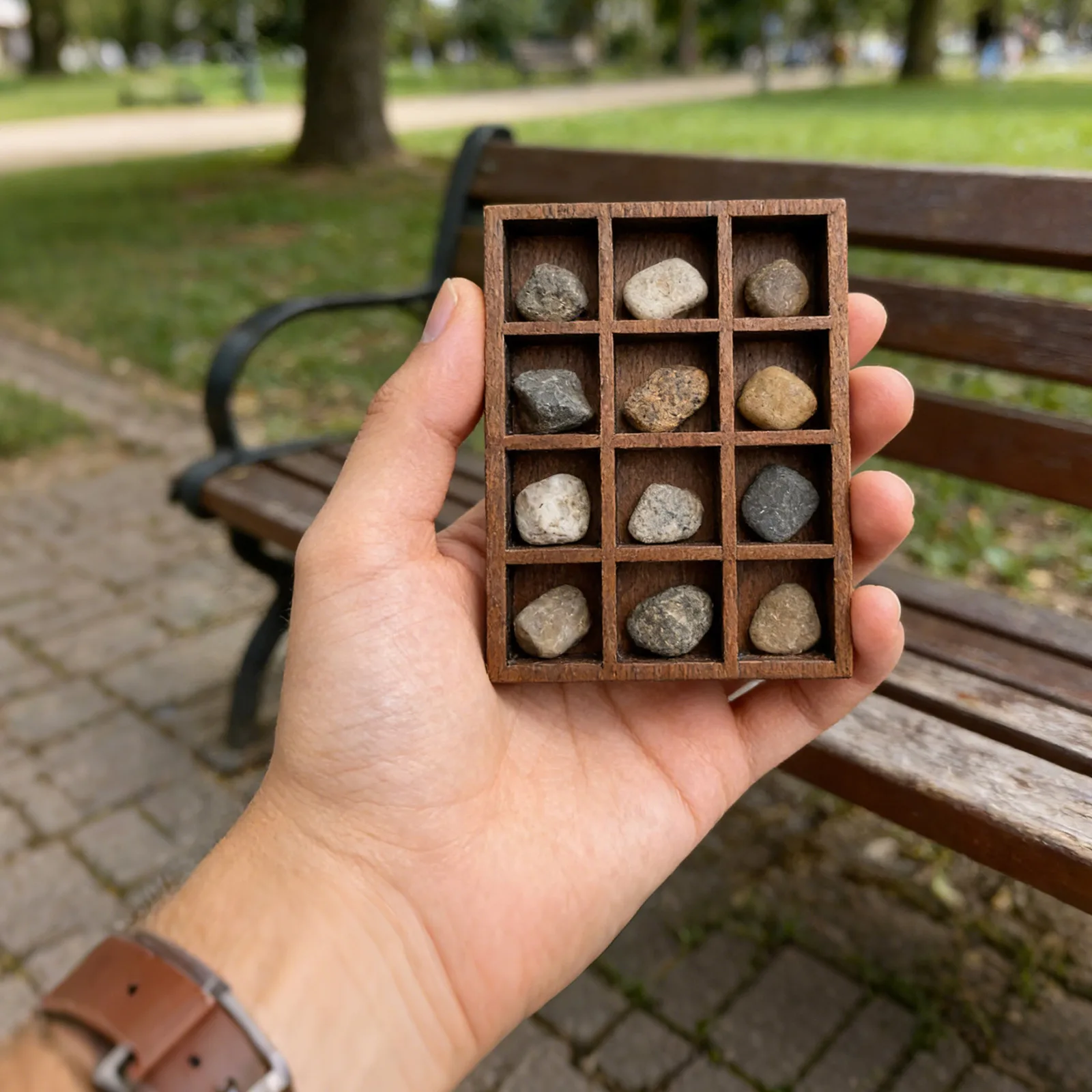 Wooden Mini Jewelry Holder Miniature Crystal Specimen Storage Jewelry Display Tray Multi Compartments Dollhouse Shelf
