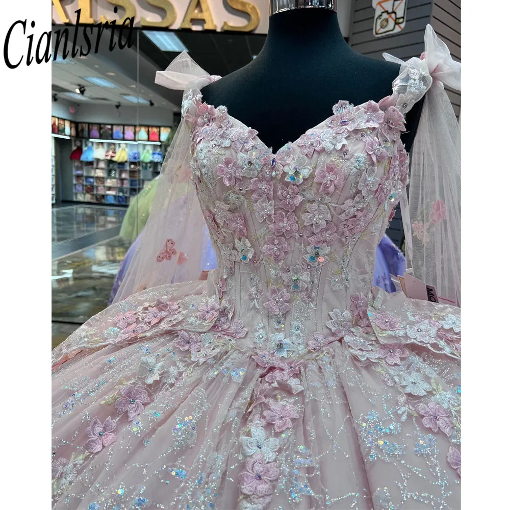 Pink Quinceanera Dresses 2023 Sweetheart Off Shoulder Princess Sweet 15 16 Years Old Birthday Prom Party Gown With Wraps