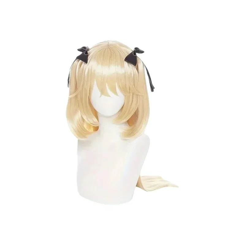 Anime Genshin Impact Fischl 코스프레 가발 더블 포니 테일 스타일 내열성 합성 헤어 파티 축제 가발