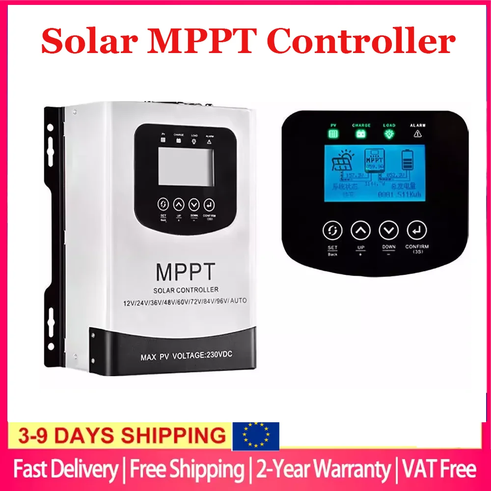 Controlador de Carga Solar MPPT de 40A 60A de la UE, Regulador de Batería Fotovoltaica para Baterías de 12-120V, Controlador de Sistema de Panel Solar Doméstico