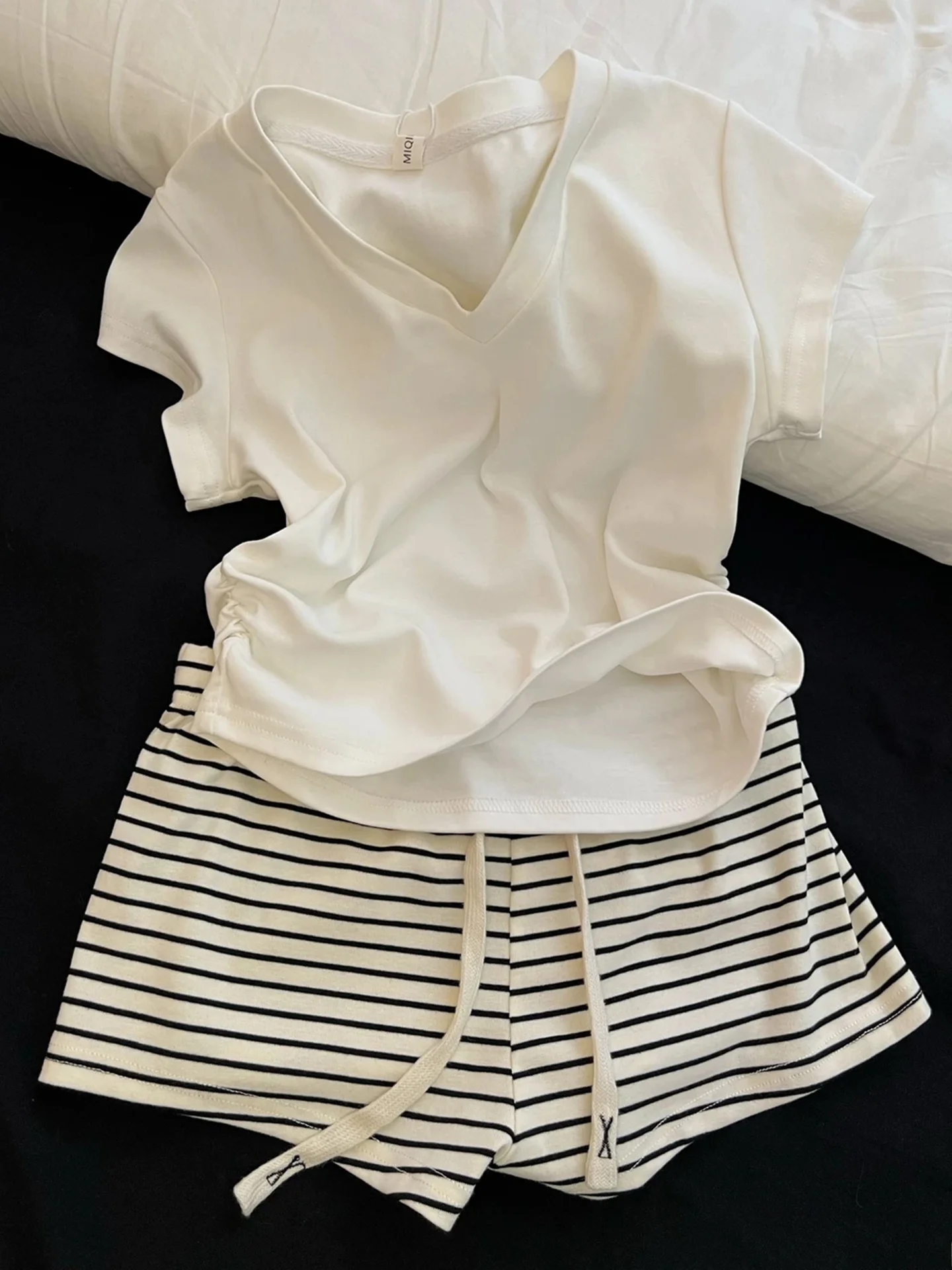 

Pure Cotton Summer Spwear Women's Loose Fit ort Sve Pants Home Wear Comfortable Breathable Stripe Pattern Suitable fo...