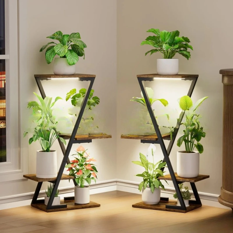 Wrought iron indoor planttwo-piece indoor corner plant six-layer Z-shaped flower stand display stand