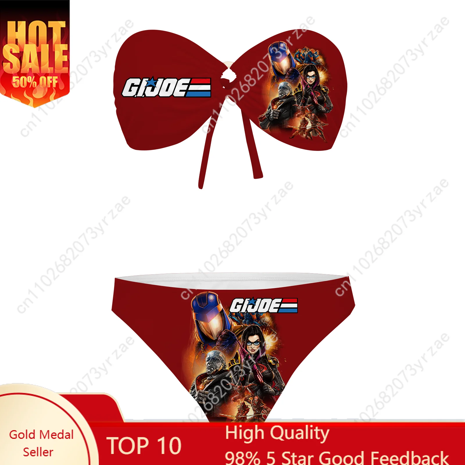 

G.I. Joe Strapless Swimsuit Womens Bathing Suits Personalized Swimwear Pool Party Beach Sexy Bikini Custom Beachwear