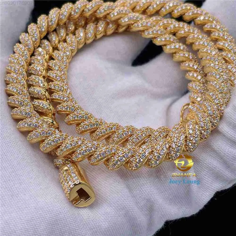 Hip Hop Iced Out Chain Vvs Moissanite Rope Chain Necklace 925 Sterling Silver Figaro Chain 925 Men