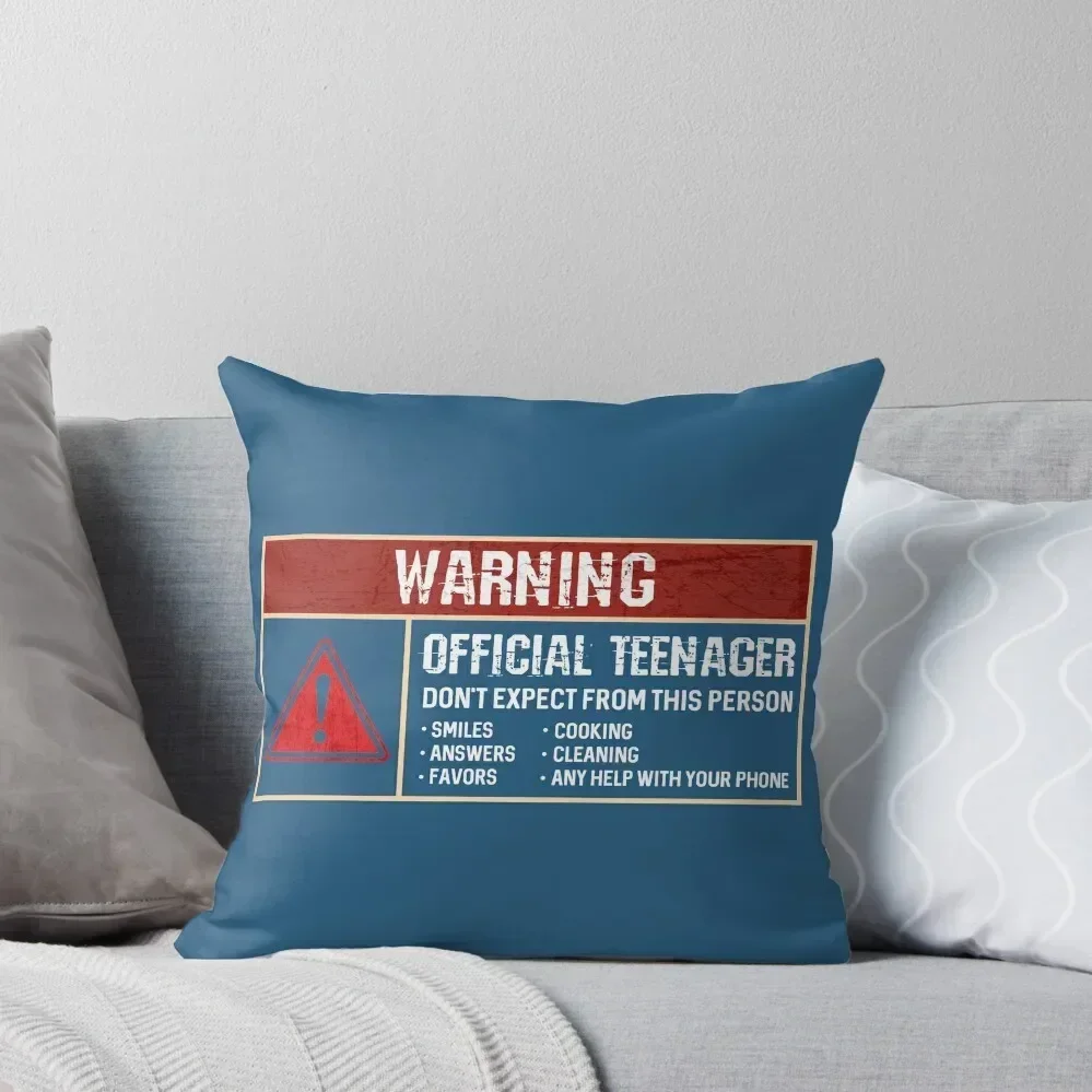 Warning Sign It's Official Teenager Funny Humor 13th Birthday Gifts for teens daughter son turning 13 years old Throw Pillow