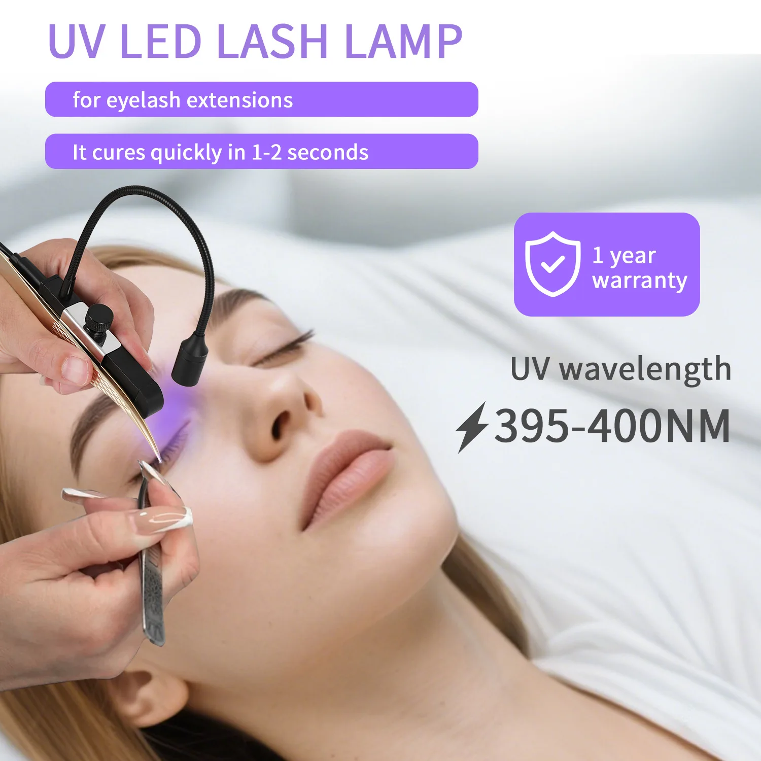 Draagbare UV LED Lash Pincet Licht met pedaalschakelaar Wimperverlenging Lijm Curing Lamp Professioneel Home Lash Extension Tool