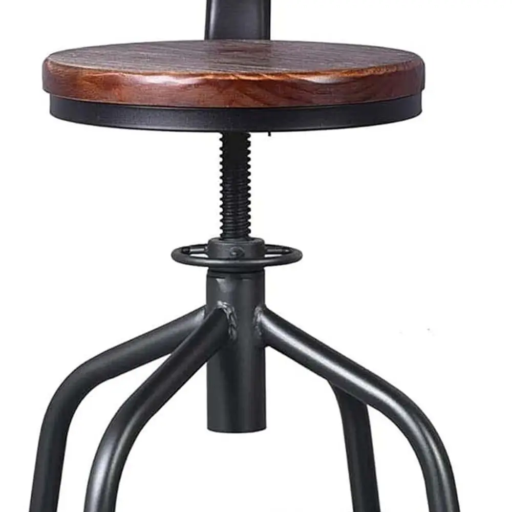 Промышленный винтажный барный стол с регулируемой высотой и железной спинкой, черный (1 стол + 2 стула)