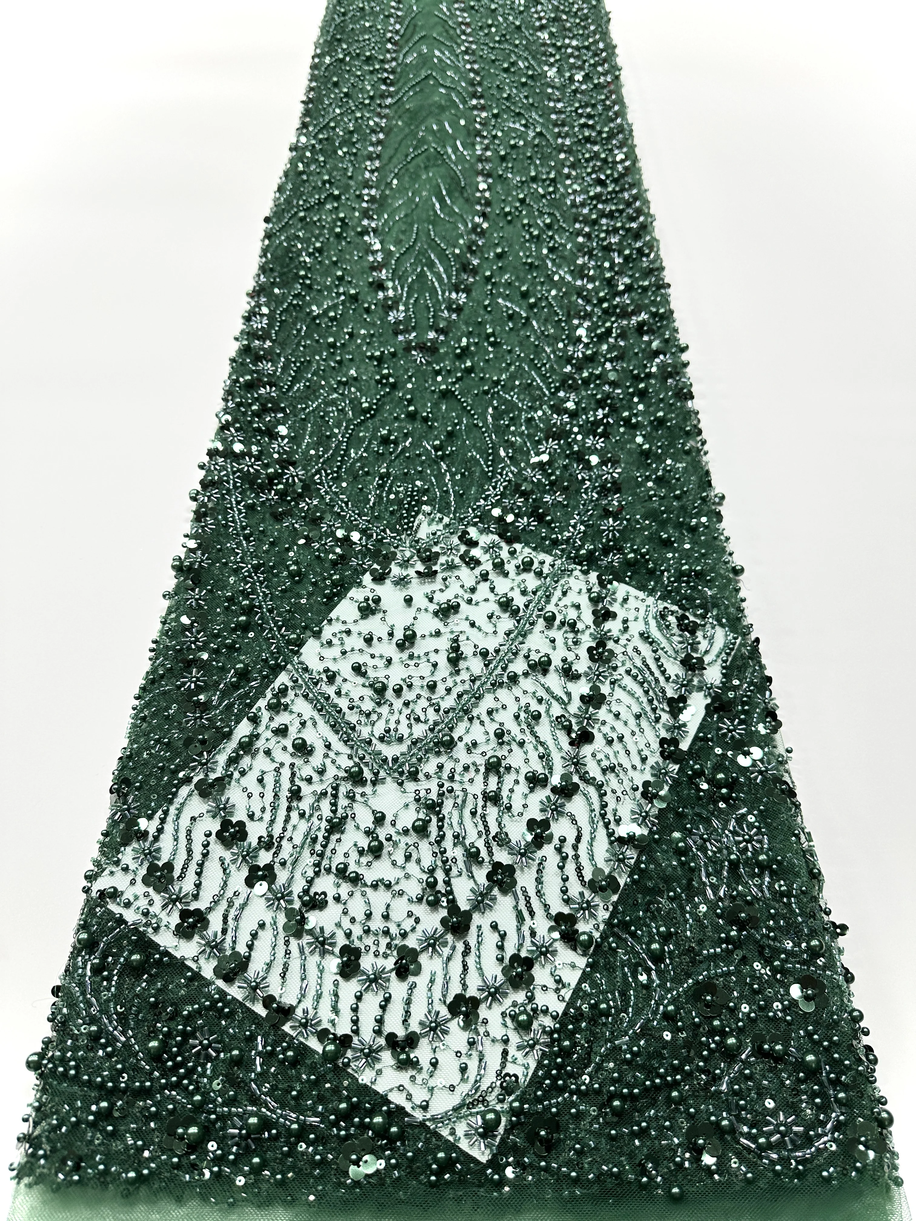 Luxurious African Beaded Net Mesh Lace Fabric 2025 Sequins French Heavy Fabric African for Nigerian Wedding Party Dresses