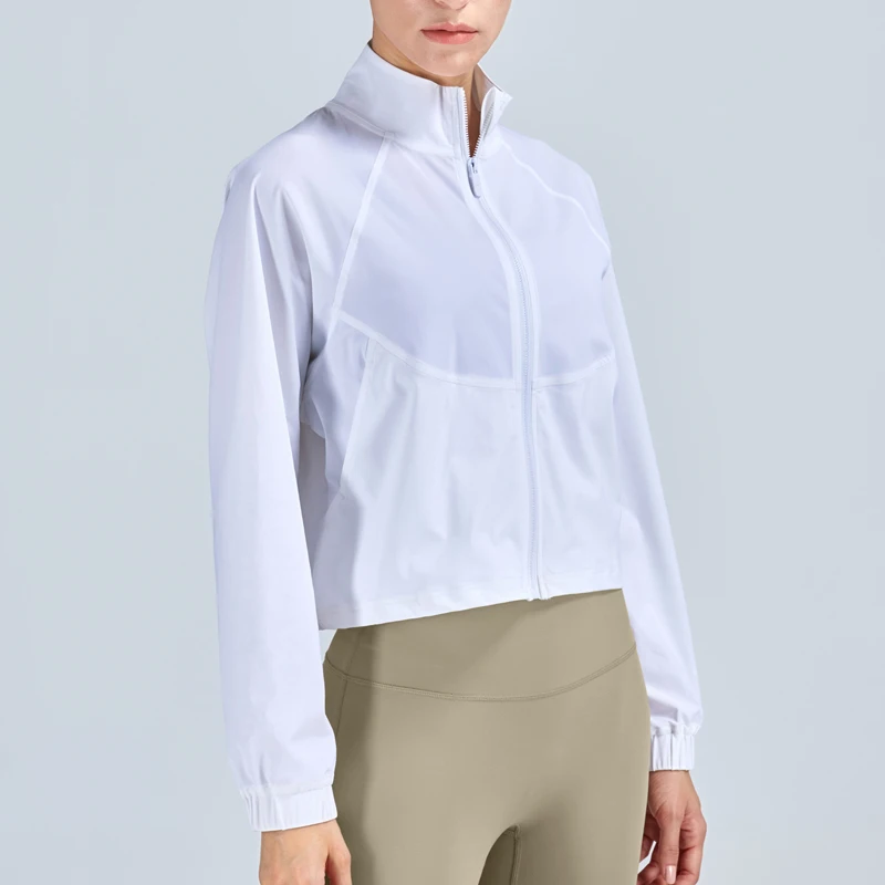VITALINOVO Women's Athletic Workout Jacket UPF 50+ Long Sleeve Sun Protection Lightweight Shirts Zip Up Cropped Jackets Running