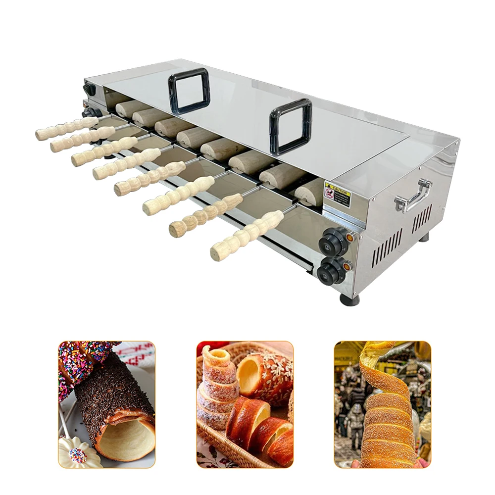 Electric commercial snack bar 8 bars cake oven Hungarian chimney cake oven machine (300 watts) ℃ thermostat slag plate