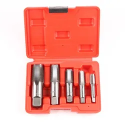 5 Piece NPT Pipe Taps Sizes Included 3/4 1/2 3/8 1/4 1/8inch Carbon Steel Precise Threading Plumbing NPT Tap Set for Re Thread