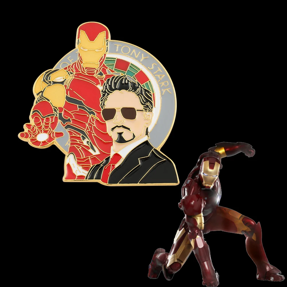 Cute Marvel Pin for Backpack The Avengers Iron Man Tony Stark Cartoon Figure Enamel Pin Luminous Badge Button legends Jewelry