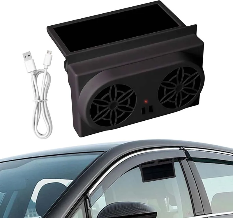 Car Cooling System Solar Panel Car Window Exhaust Fan Auto Air Vent Ventilation Fan Solar Radiator 2 Fans For Camper Rv Caravan