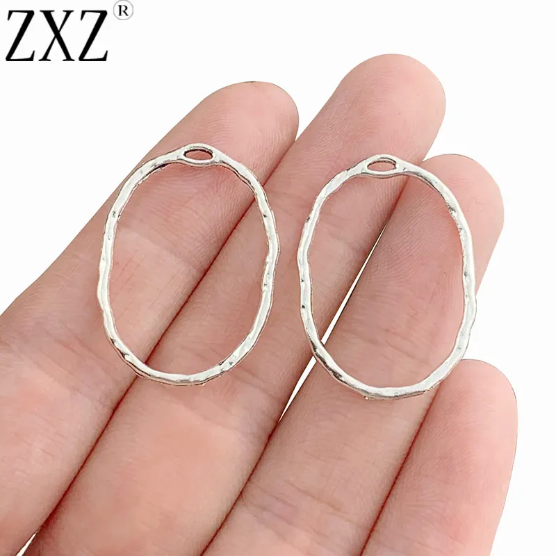 

ZXZ 50pcs Tibetan Silver Geometric Open Hollow Charms Pendants For DIY Necklace Earrings Jewelry Making Accessories 30x22mm