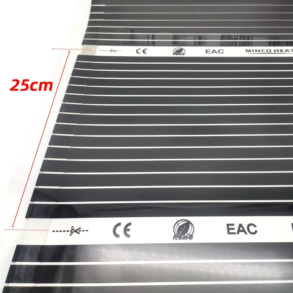 Minco Heat Infrared Energy Saving Underfloor Warming Heating Mat 50㎡ 220w/m2 Heating Film Kits with Floor Heating Thermostat