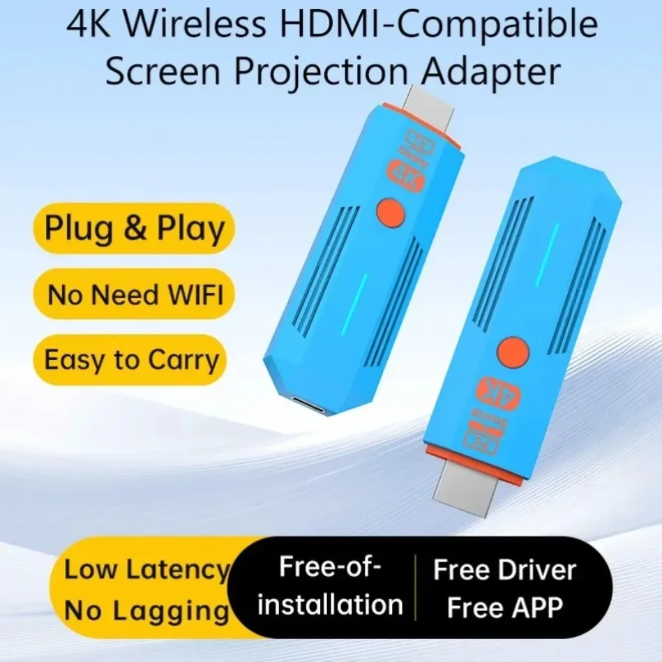 

Комплект беспроводного передатчика и приемника видео 5G 50M, адаптер-донгл HDMI-совместимый для ТВ-приставки, монитора, проектора, ПК