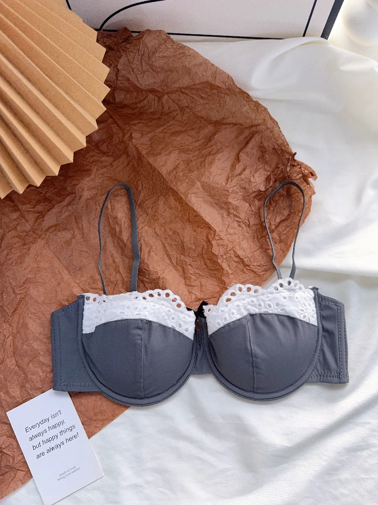 مجموعة ملابس داخلية من الدانتيل الفرنسي من exy حمالة صدر رافعة للثدي الصغير، مجموعة رفع مضادة للترهل، أشرطة رفيعة نصف كوب طقم سراويل داخلية BANERDANNI #5