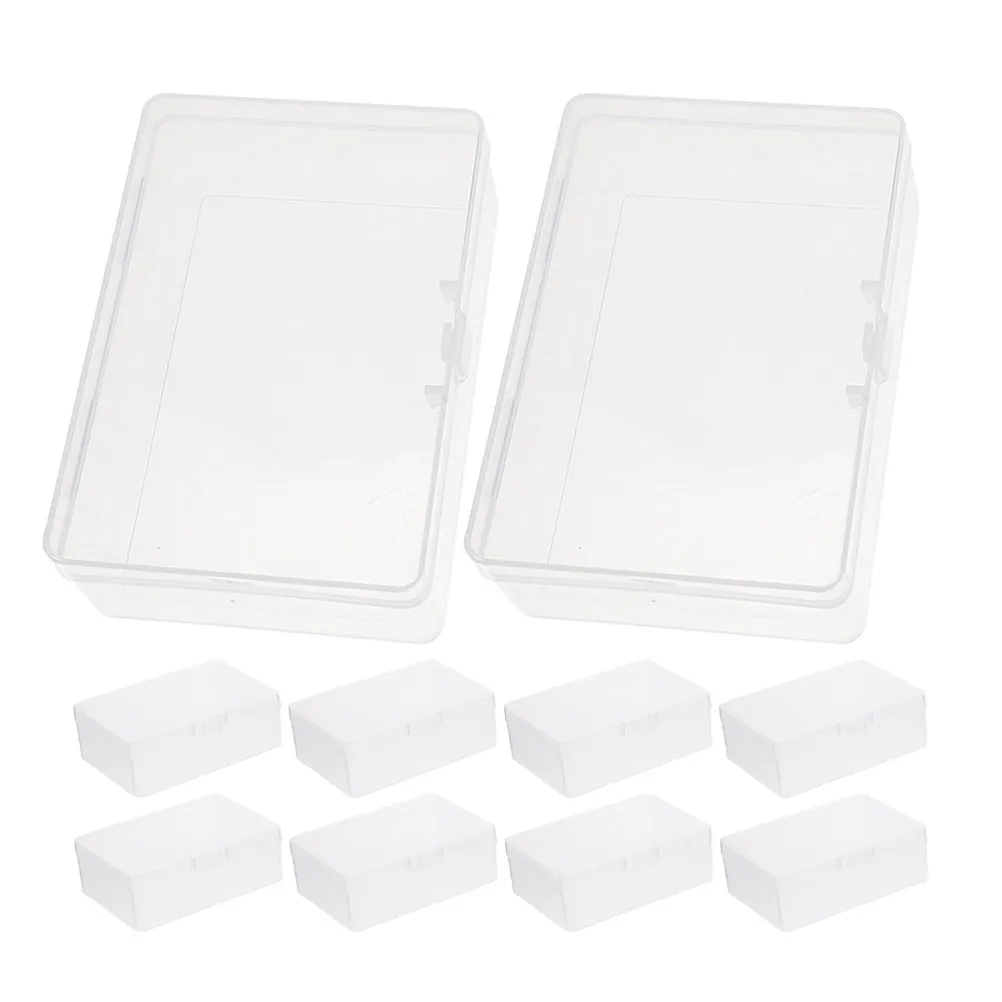 12Pcs Clear Plastic Card Storage Box Organizer Holder Stackable Transparent Case for Playing Gaming Business Trading Cards