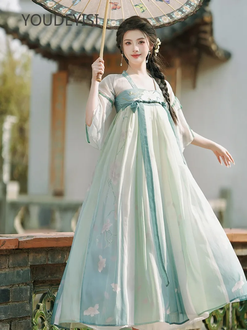 

YOUDEYISI Real Shot New National Style Han Element Long Dress, Heavy Industry Embroidered Hanfu, Elegant and Fresh Printed Dress