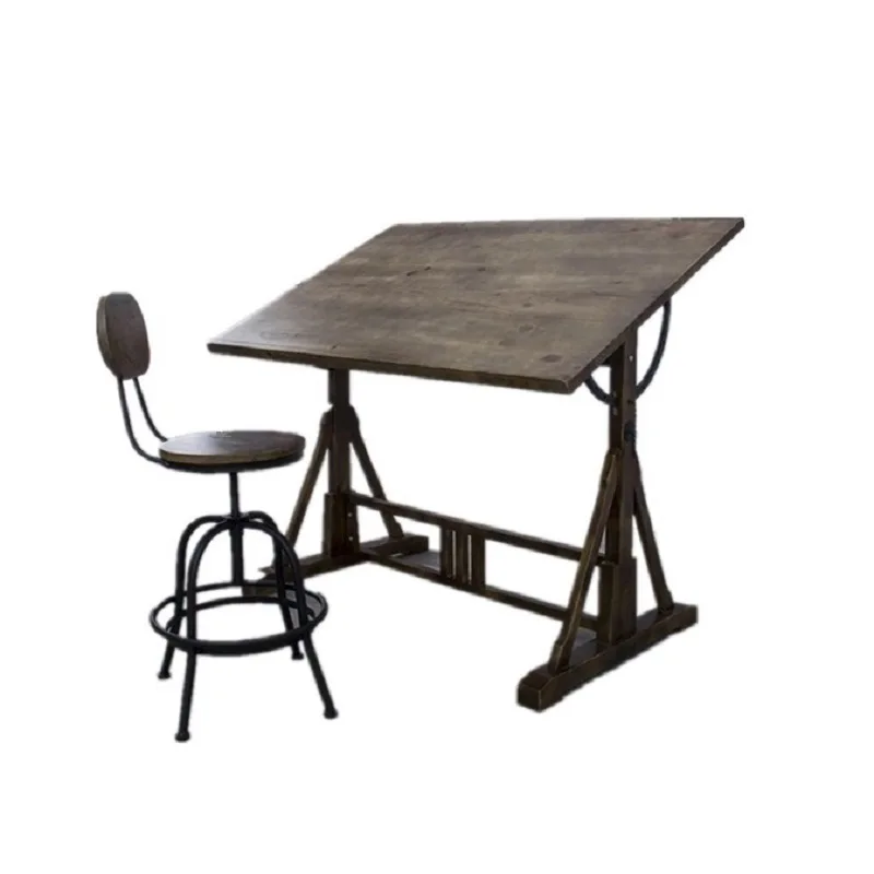 European calligraphy table wrought iron drawing table art desk designer desk solid wood workbench painting table painting case